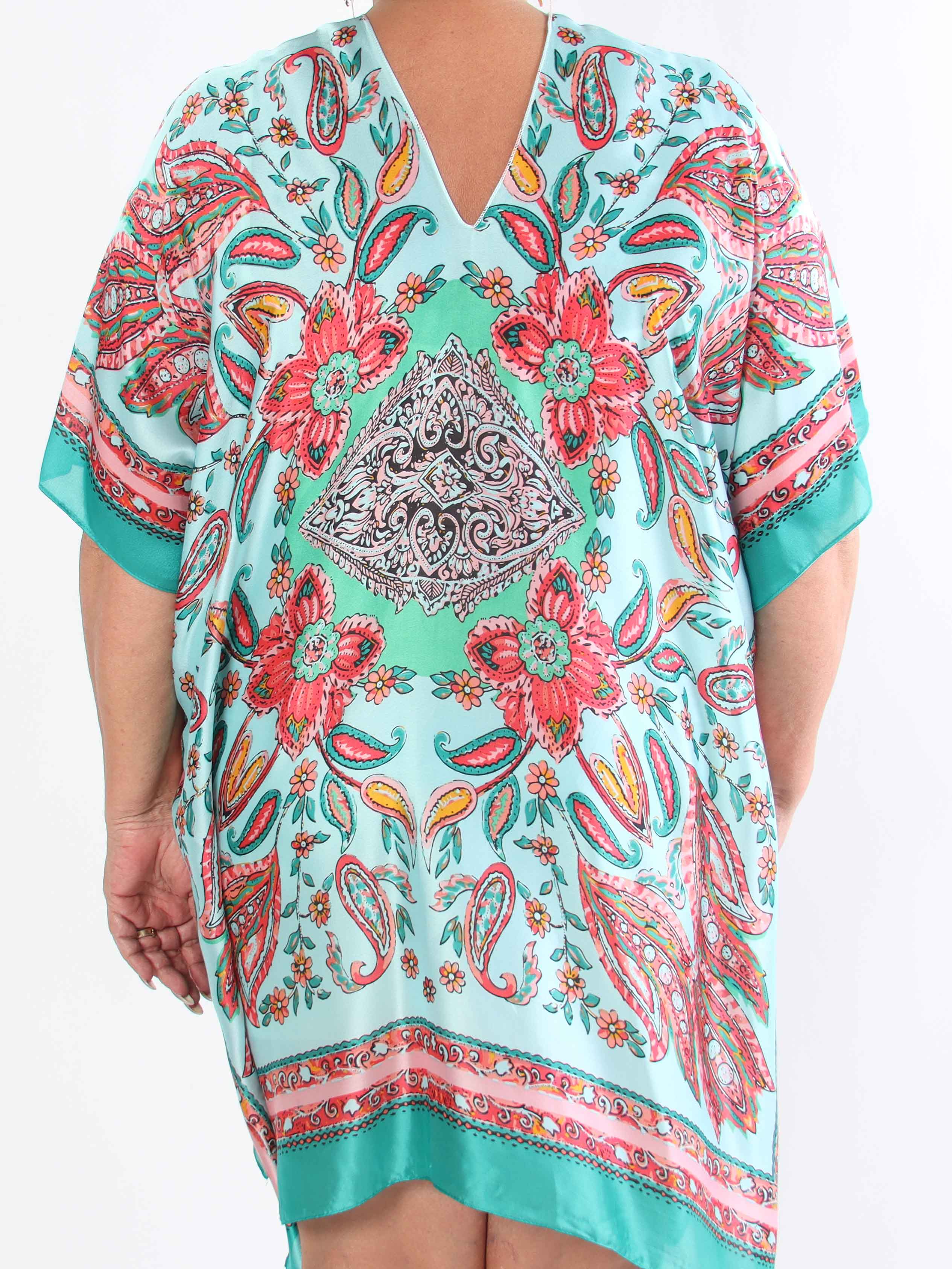 Miranda - Löst mönstrad plus size-tunika i mjuk viskos och siden